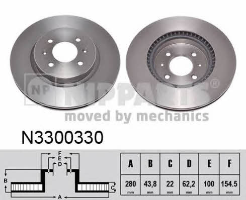 Nipparts N3300330 Front brake disc ventilated N3300330