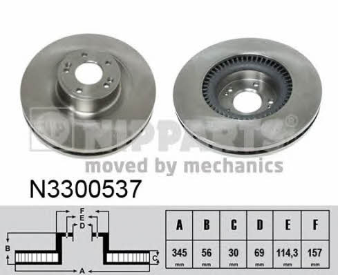 Nipparts N3300537 Front brake disc ventilated N3300537