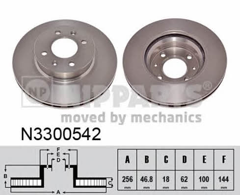Nipparts N3300542 Front brake disc ventilated N3300542