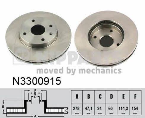 Nipparts N3300915 Front brake disc ventilated N3300915