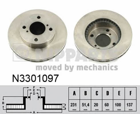 Nipparts N3301097 Front brake disc ventilated N3301097