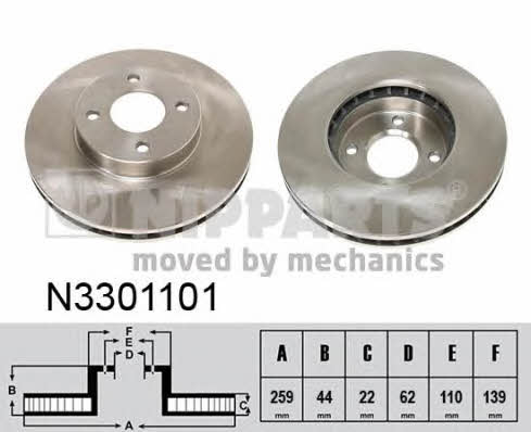 Nipparts N3301101 Front brake disc ventilated N3301101