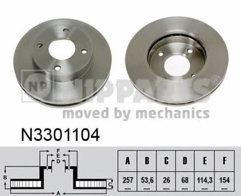 Nipparts N3301104 Front brake disc ventilated N3301104