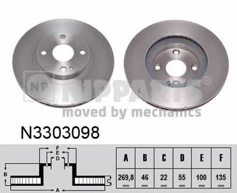 Nipparts N3303098 Front brake disc ventilated N3303098