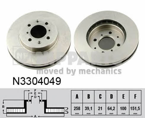 Nipparts N3304049 Front brake disc ventilated N3304049