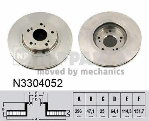 Nipparts N3304052 Front brake disc ventilated N3304052