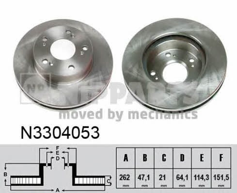 Nipparts N3304053 Front brake disc ventilated N3304053
