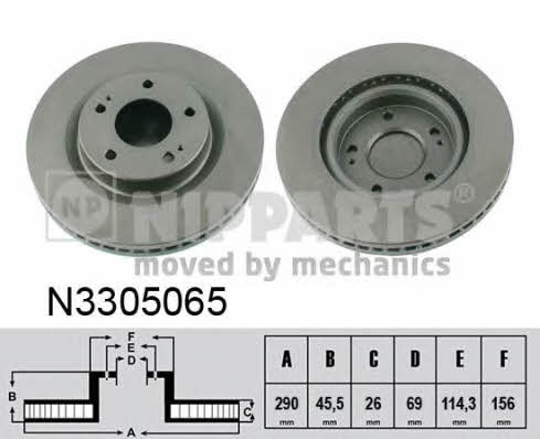 Nipparts N3305065 Front brake disc ventilated N3305065