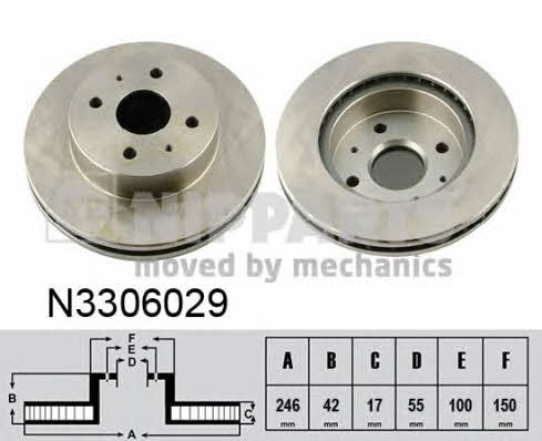 Nipparts N3306029 Front brake disc ventilated N3306029