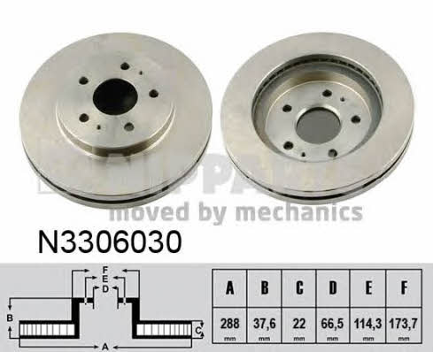 Nipparts N3306030 Front brake disc ventilated N3306030