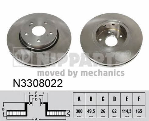 Nipparts N3308022 Brake disc N3308022