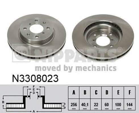 Nipparts N3308023 Front brake disc ventilated N3308023