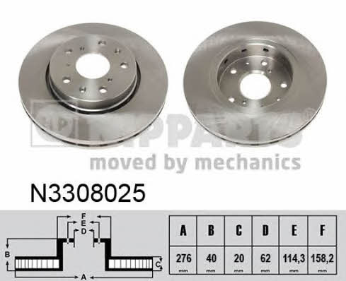 Nipparts N3308025 Front brake disc ventilated N3308025