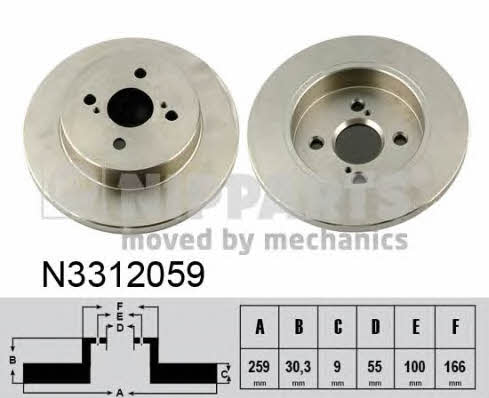 Nipparts N3312059 Rear brake disc, non-ventilated N3312059