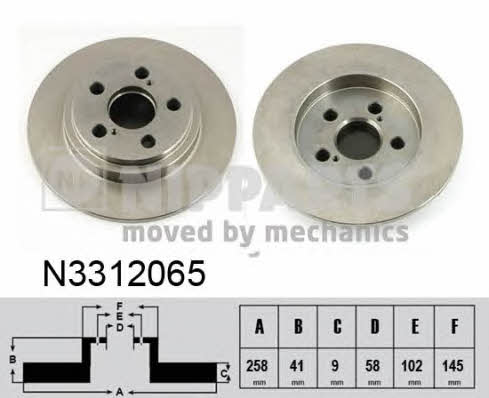 Nipparts N3312065 Rear brake disc, non-ventilated N3312065