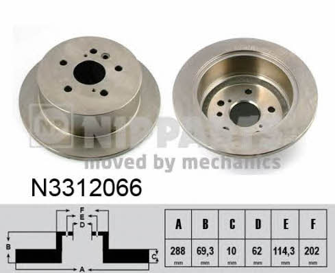 Nipparts N3312066 Rear brake disc, non-ventilated N3312066