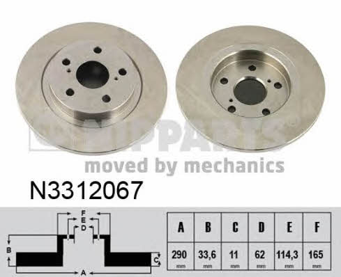 Nipparts N3312067 Rear brake disc, non-ventilated N3312067