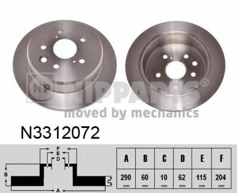 Nipparts N3312072 Rear brake disc, non-ventilated N3312072