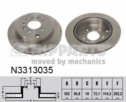 Nipparts N3313035 Rear ventilated brake disc N3313035
