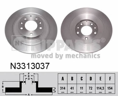 Nipparts N3313037 Rear brake disc, non-ventilated N3313037