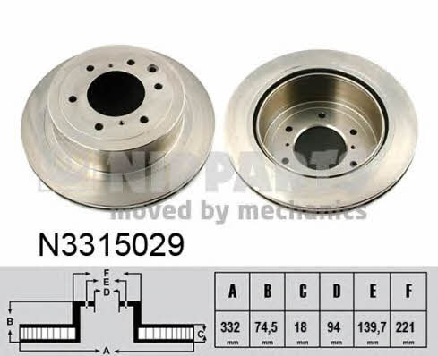 Nipparts N3315029 Rear ventilated brake disc N3315029
