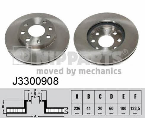Nipparts J3300908 Front brake disc ventilated J3300908