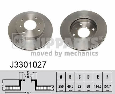 Nipparts J3301027 Front brake disc ventilated J3301027