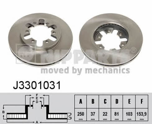 Nipparts J3301031 Front brake disc ventilated J3301031