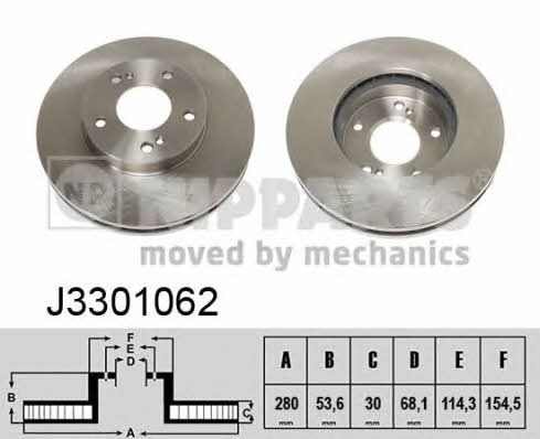 Nipparts J3301062 Front brake disc ventilated J3301062