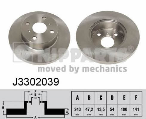 Nipparts J3302039 Unventilated front brake disc J3302039