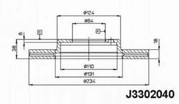 Nipparts J3302040 Front brake disc ventilated J3302040