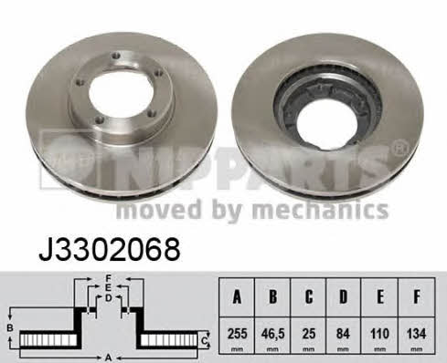 Nipparts J3302068 Front brake disc ventilated J3302068