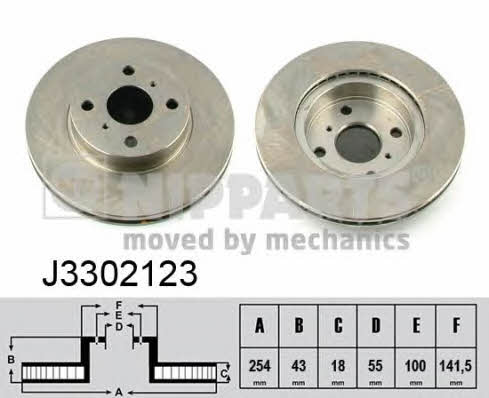 Nipparts J3302123 Front brake disc ventilated J3302123
