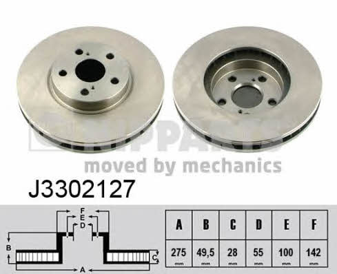 Nipparts J3302127 Front brake disc ventilated J3302127