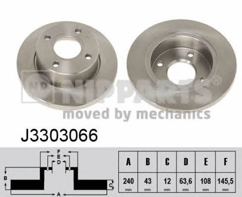 Nipparts J3303066 Unventilated front brake disc J3303066