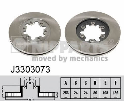 Nipparts J3303073 Front brake disc ventilated J3303073