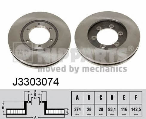 Nipparts J3303074 Front brake disc ventilated J3303074