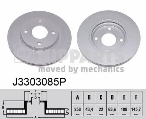 Nipparts J3303085P Front brake disc ventilated J3303085P