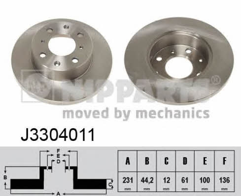 Nipparts J3304011 Unventilated front brake disc J3304011