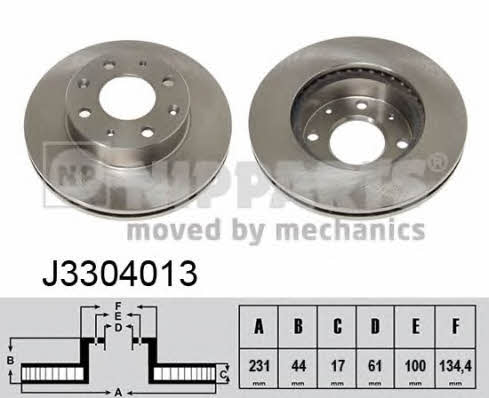Nipparts J3304013 Front brake disc ventilated J3304013