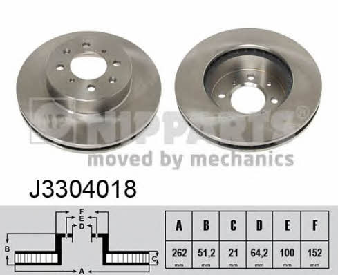 Nipparts J3304018 Front brake disc ventilated J3304018