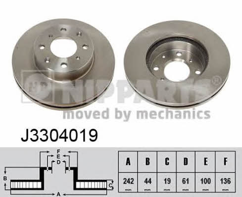 Nipparts J3304019 Front brake disc ventilated J3304019