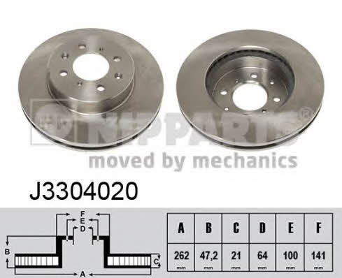 Nipparts J3304020 Front brake disc ventilated J3304020