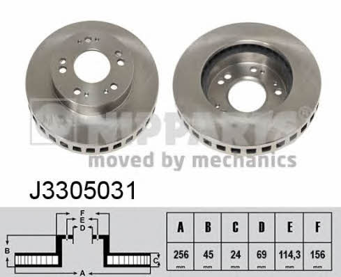 Nipparts J3305031 Front brake disc ventilated J3305031