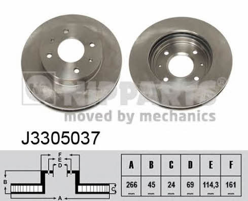 Nipparts J3305037 Front brake disc ventilated J3305037