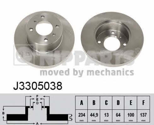 Nipparts J3305038 Unventilated front brake disc J3305038