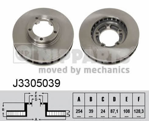 Nipparts J3305039 Front brake disc ventilated J3305039