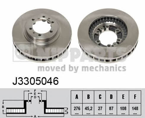 Nipparts J3305046 Front brake disc ventilated J3305046