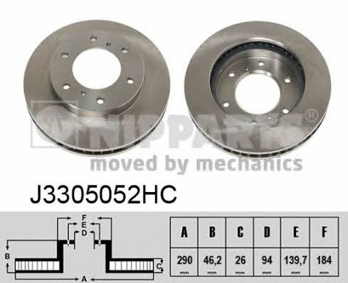 Nipparts J3305052HC Front brake disc ventilated J3305052HC
