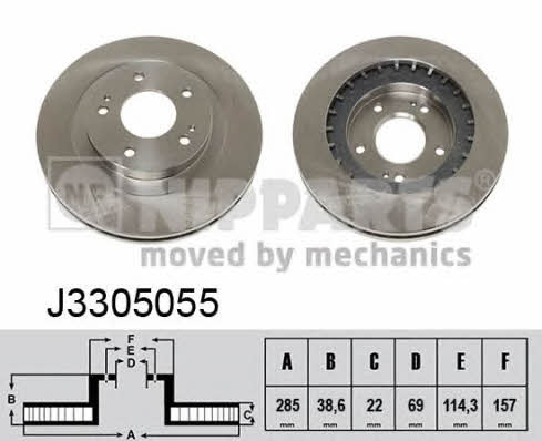 Nipparts J3305055 Front brake disc ventilated J3305055